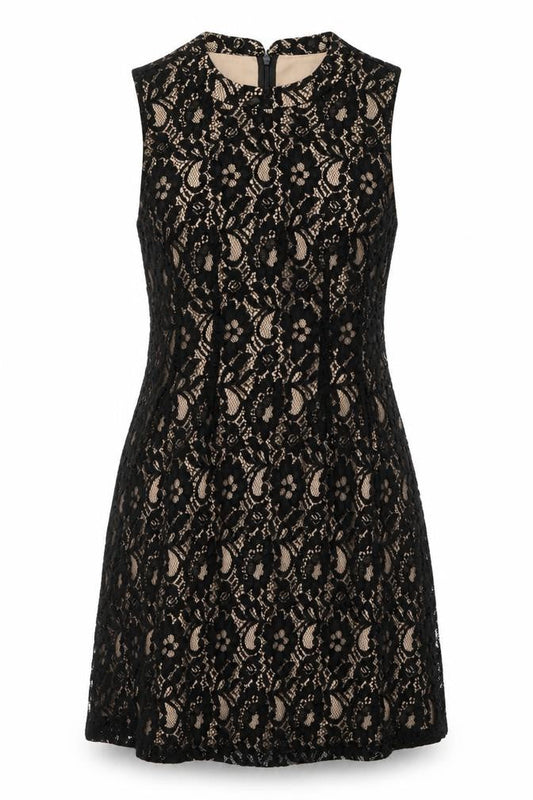 Oasis Women Black Lace Sleeveless Sheath Knee Length Dress Size 10