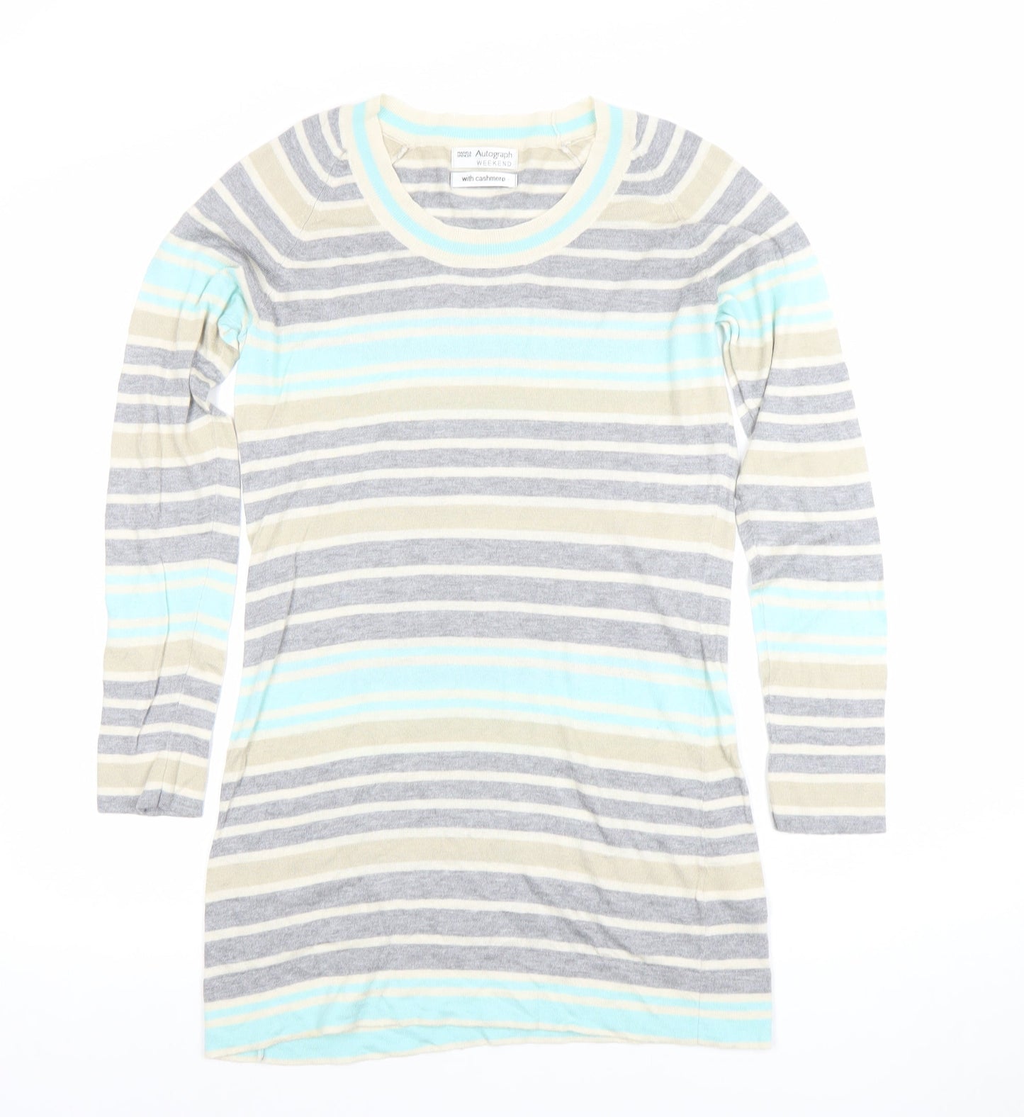 Marks and Spencer Women’s Multicoloured Striped Cashmere Blend Jumper UK 10