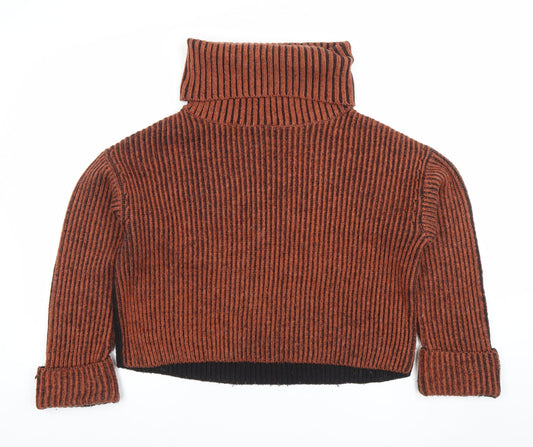 Topshop Womens Multicoloured Wool Roll Neck Chunky Knit Jumper XS