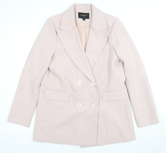 Attentif Paris Women’s Beige Double-Breasted Blazer Size 8 Classic Fit