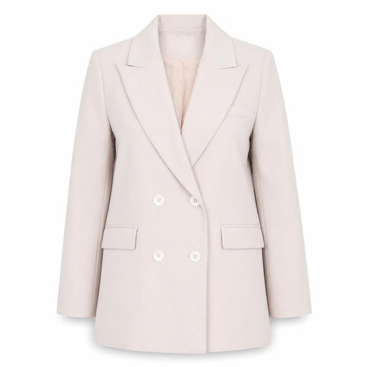Attentif Paris Women’s Beige Double-Breasted Blazer Size 8 Classic Fit