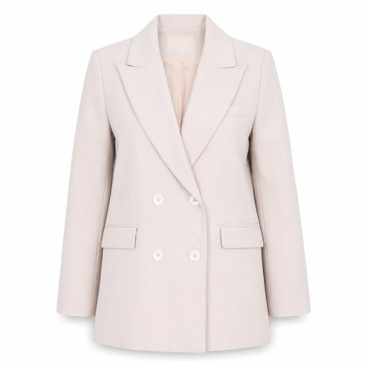 Attentif Paris Women’s Beige Double-Breasted Blazer Size 8 Classic Fit