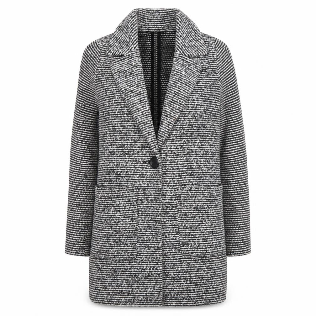 Dunnes Women's Black Striped Wool Blend Mid-Length Coatigan S