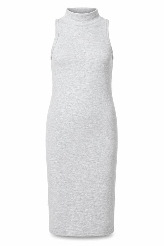 Pull&Bear Women Grey Sleeveless High Neck Bodycon Dress XS