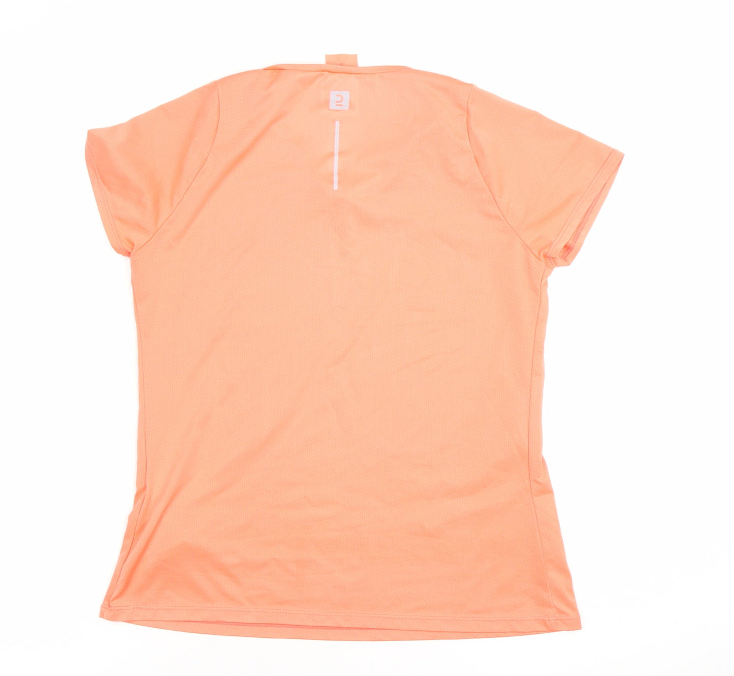 Decathlon Womens Orange V-Neck Activewear T-Shirt Size 10 Lightweight Quick Dry