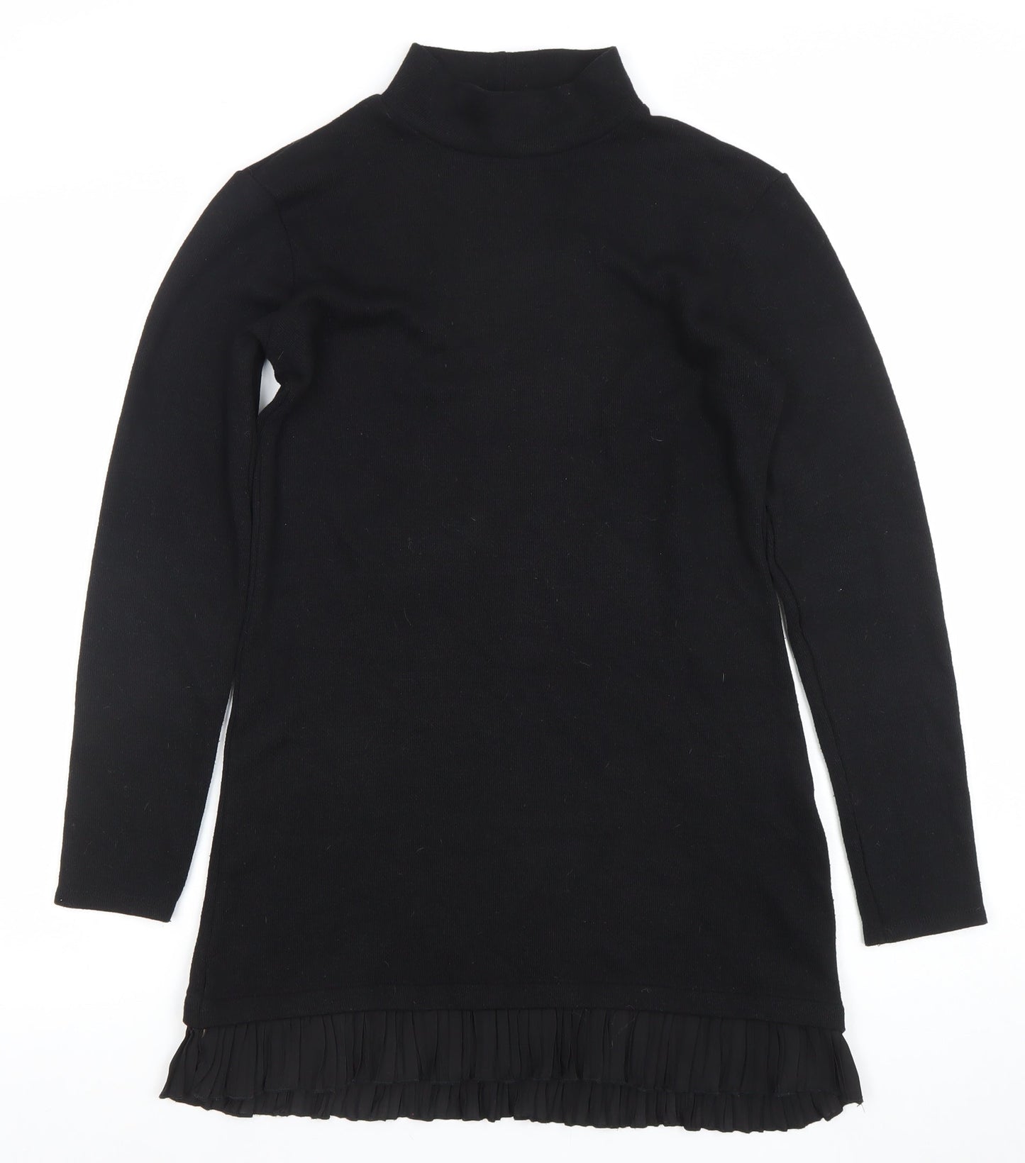 ZARA Women's Black Roll Neck Knit Tunic Jumper Size M Long Sleeve