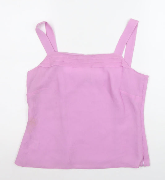 Libra Womens Pink Silk Camisole Top Size 12 Sleeveless Square Neck
