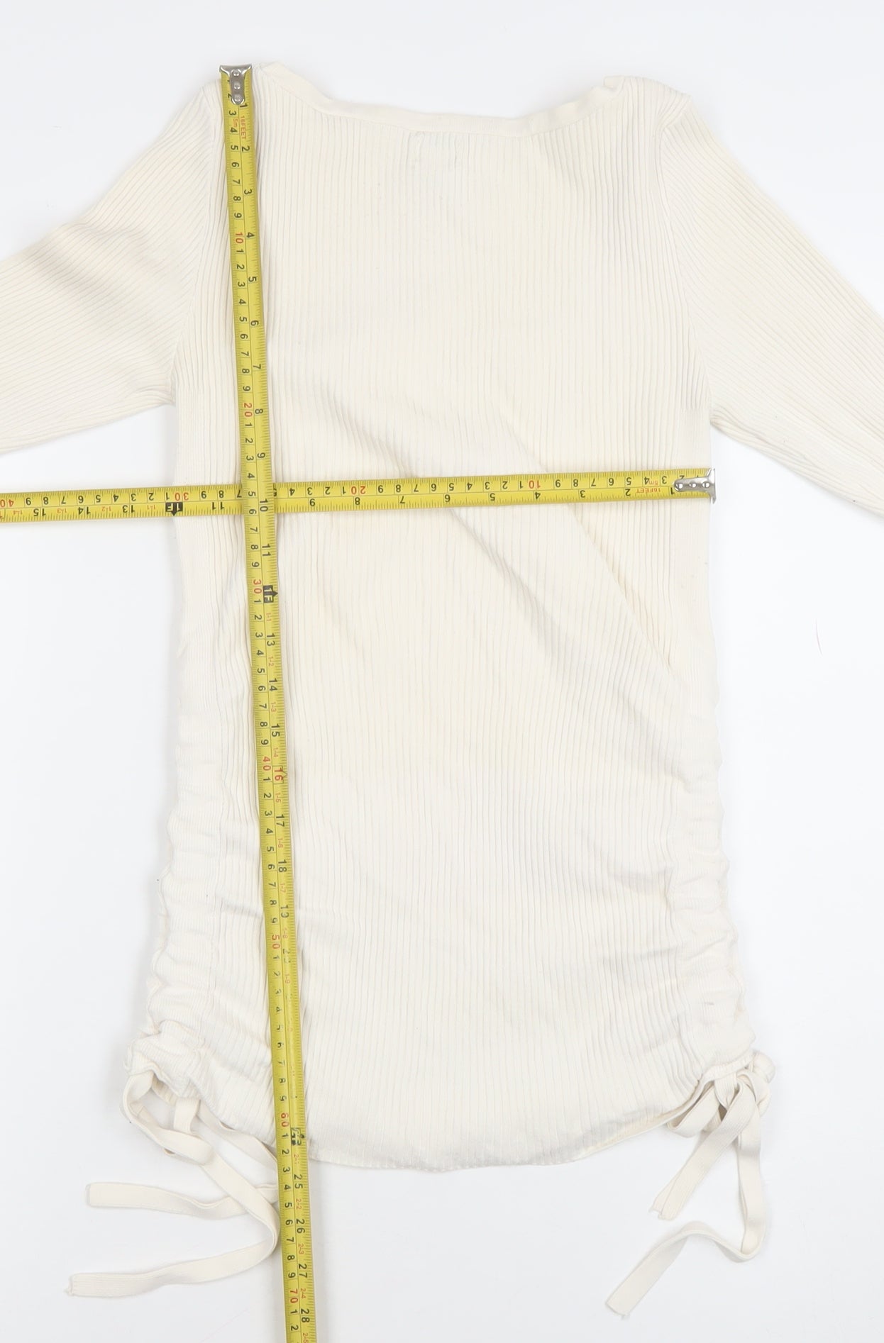 River Island Womens Ivory Long Sleeve Slim Fit Knit T-Shirt Size 8