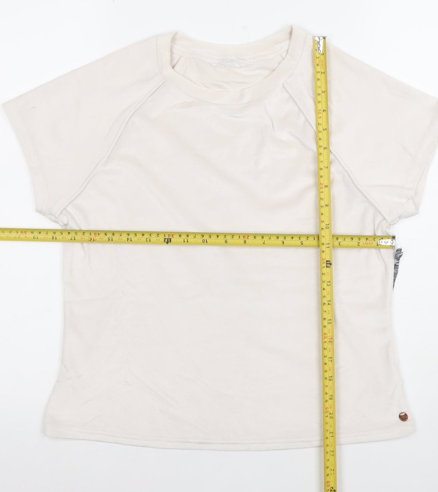 Danskin Women's Beige XL Short Sleeve Crew Neck Stretch T-Shirt
