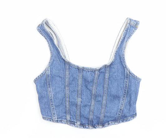 Stradivarius Women’s Blue Denim Cropped Tank Top XS