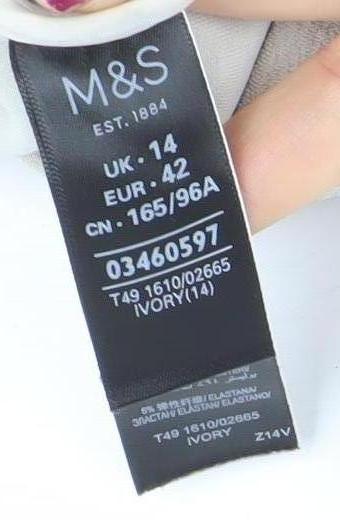 Marks and Spencer Women Ivory Size 14 Regular Fit Stretch Coatigan