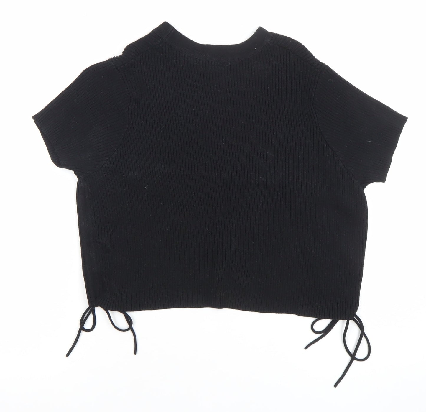 Collusion Women's Black Cropped Knit T-Shirt Size 10