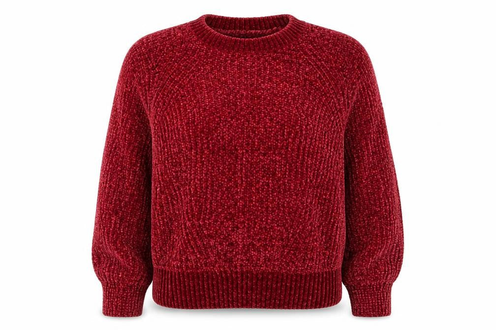 H&M Women's Red Chunky Knit Crew Neck Jumper Size M