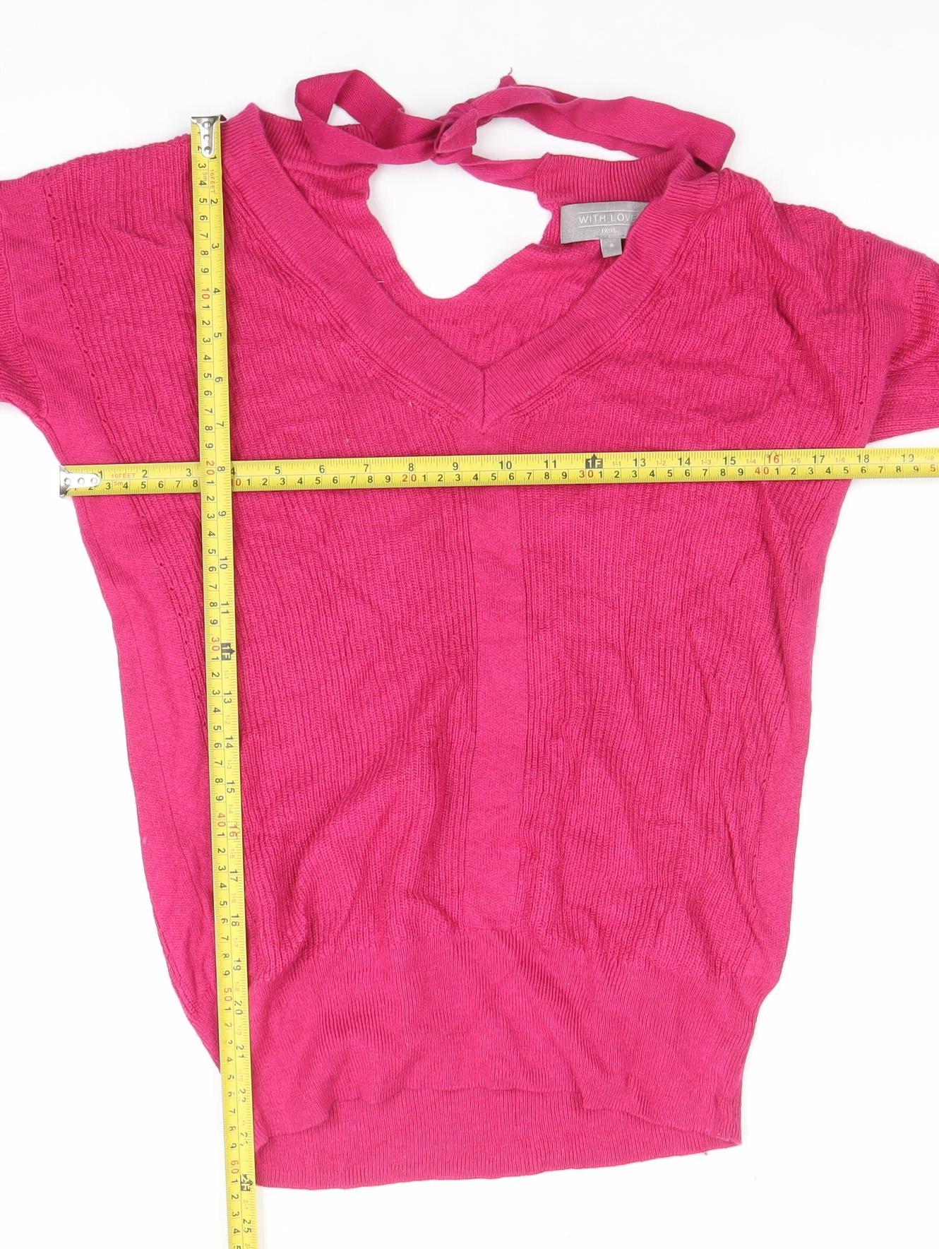 Next Women Pink Bow Back Long Sleeve Pullover Jumper Size 8