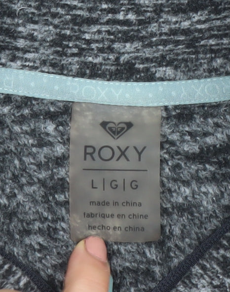 Roxy Womens Grey Full Zip Lightweight Fleece Jacket Size L