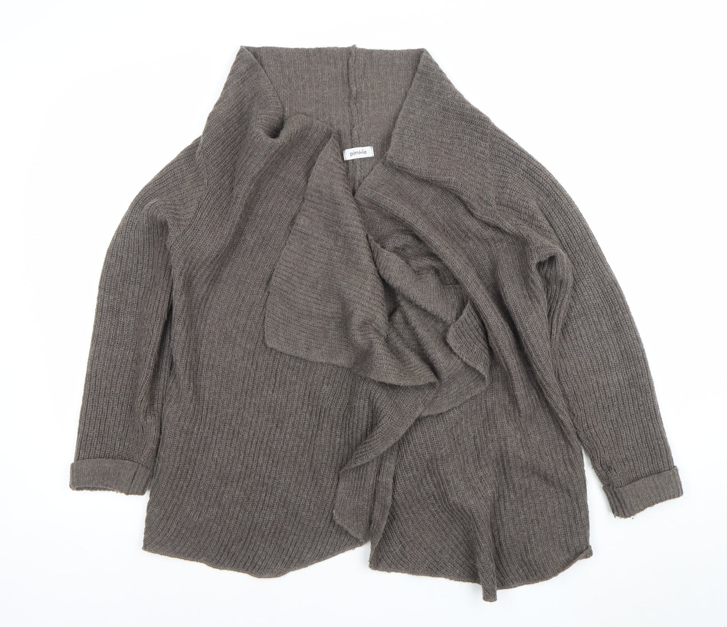 Pimkie Women Brown Knit Open Cardigan Small Relaxed Fit