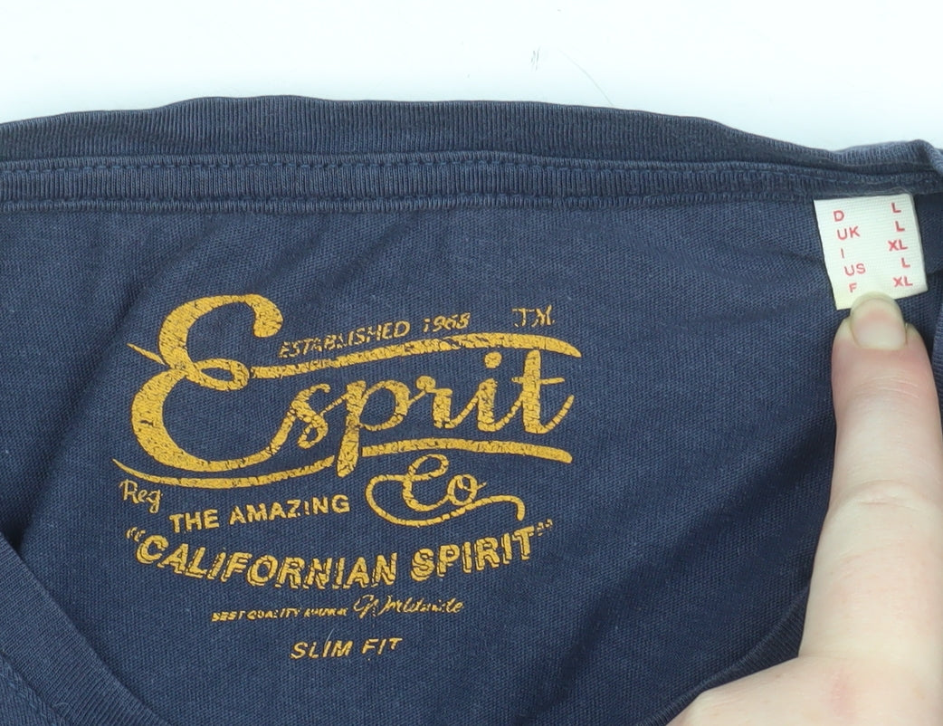 Esprit Women Navy Blue Slim Fit Graphic T-Shirt Size L