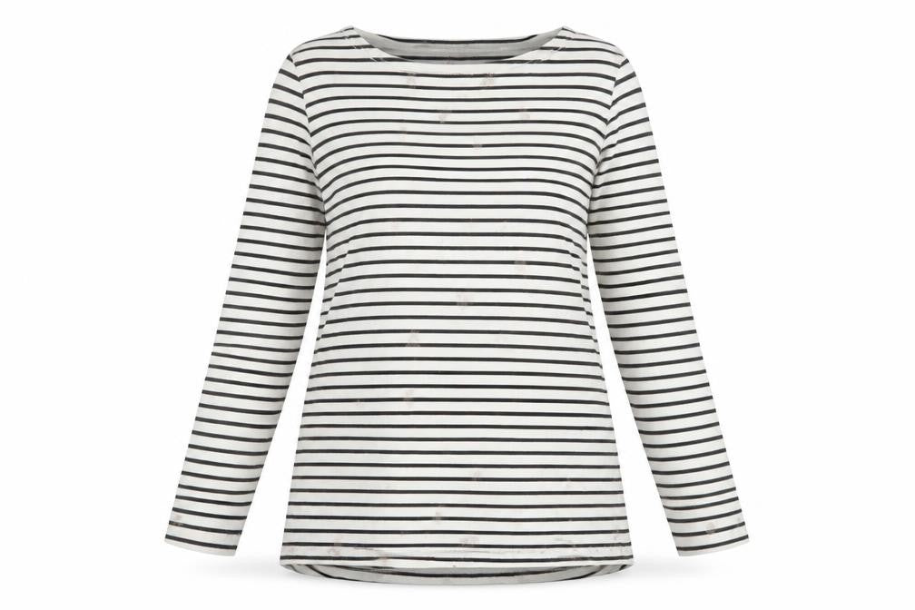 Joules Womens Black White Striped Long Sleeve Cotton Top UK 10