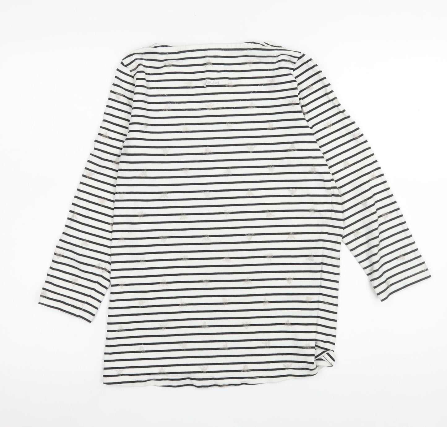 Joules Womens Black White Striped Long Sleeve Cotton Top UK 10