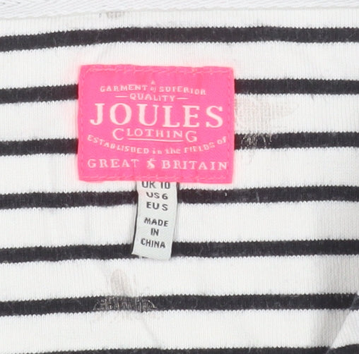 Joules Womens Black White Striped Long Sleeve Cotton Top UK 10