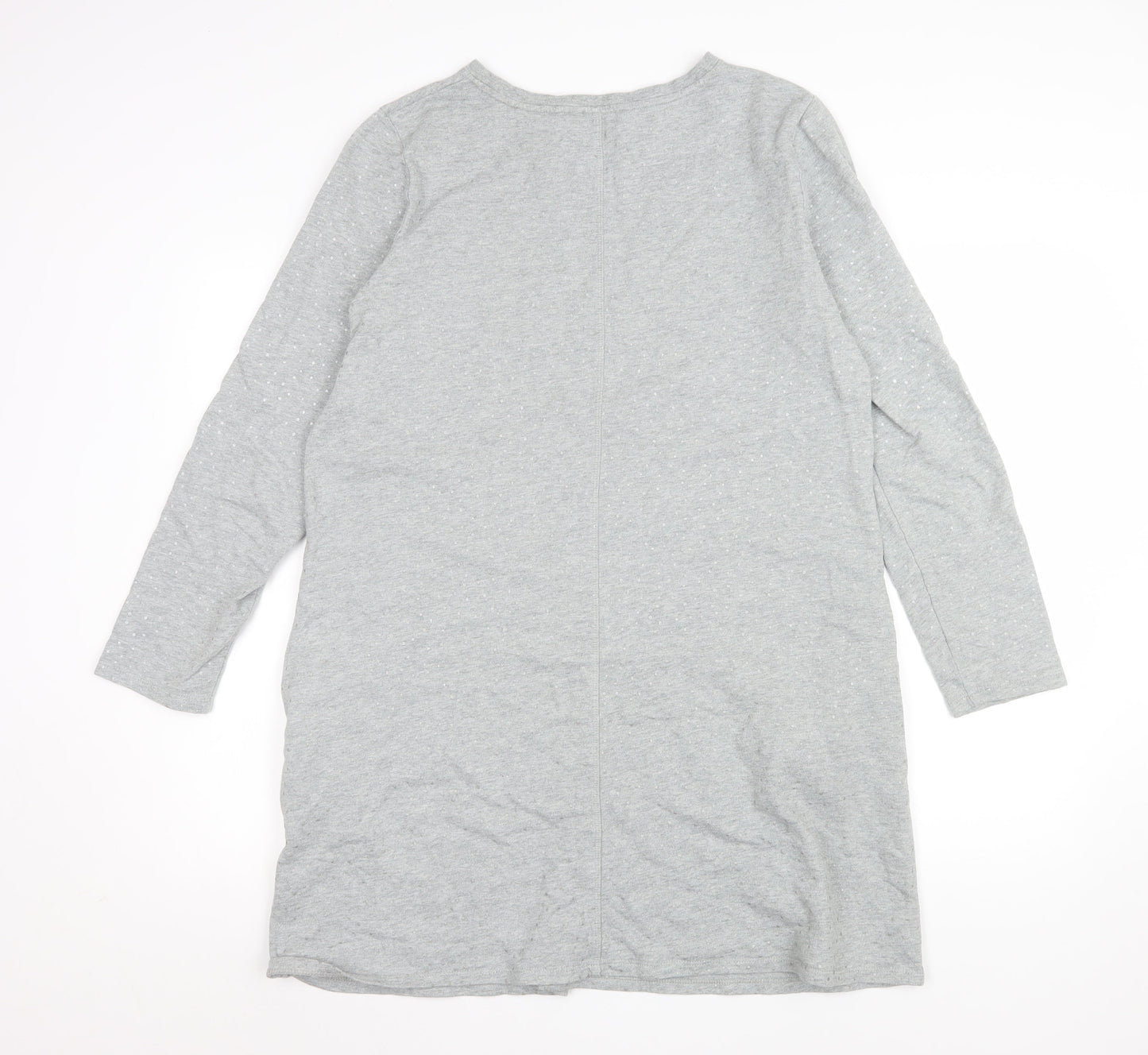 Boden Women Grey T-Shirt Dress Size 14 Cotton Long Sleeve Casual