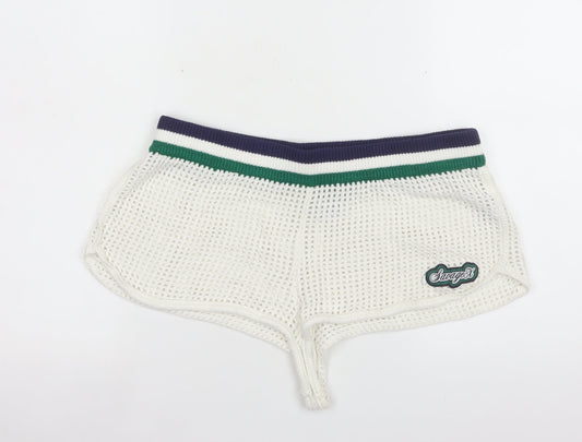 Savage Fenty Women White Mesh Hot Pants Shorts Size 14