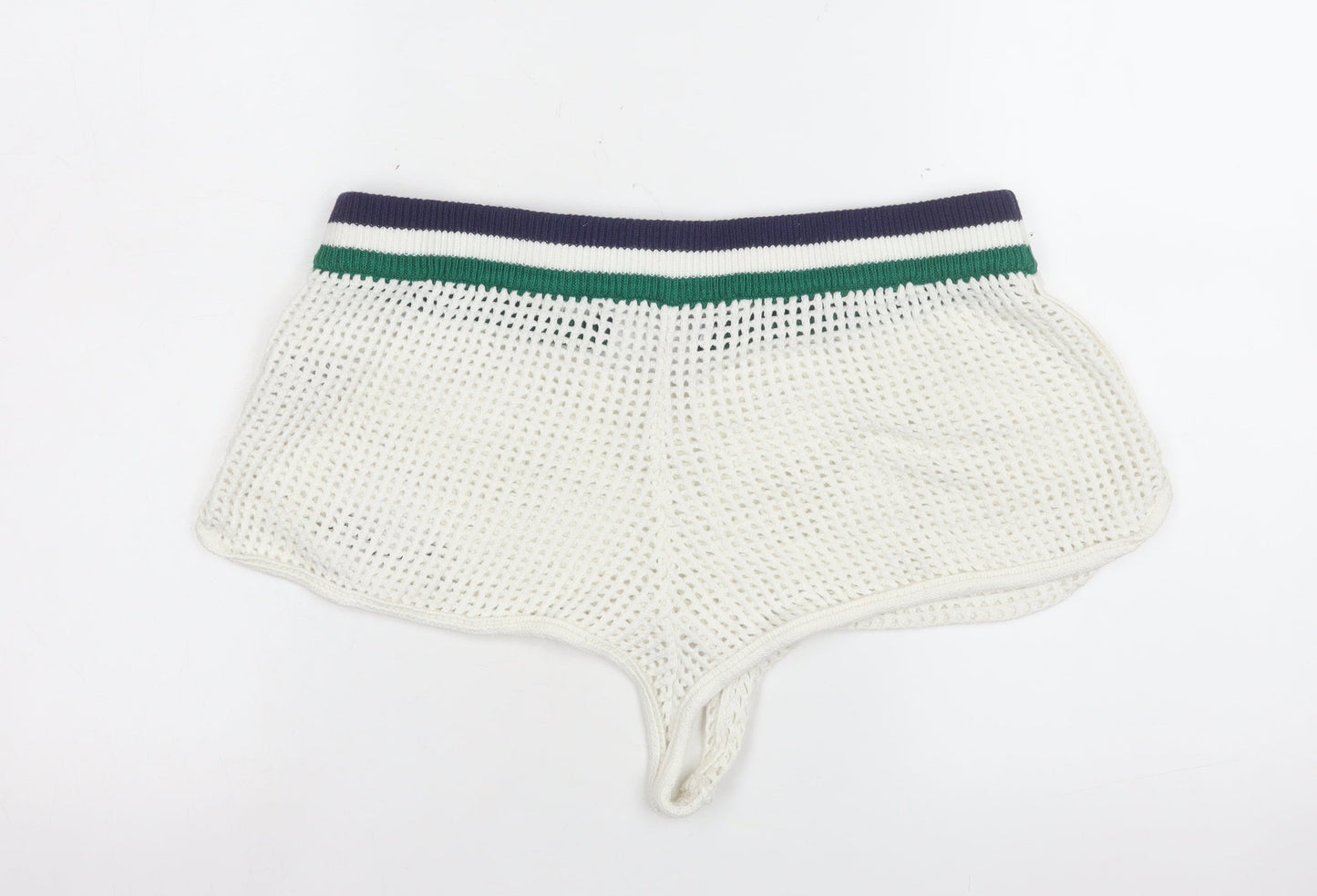 Savage Fenty Women White Mesh Hot Pants Shorts Size 14