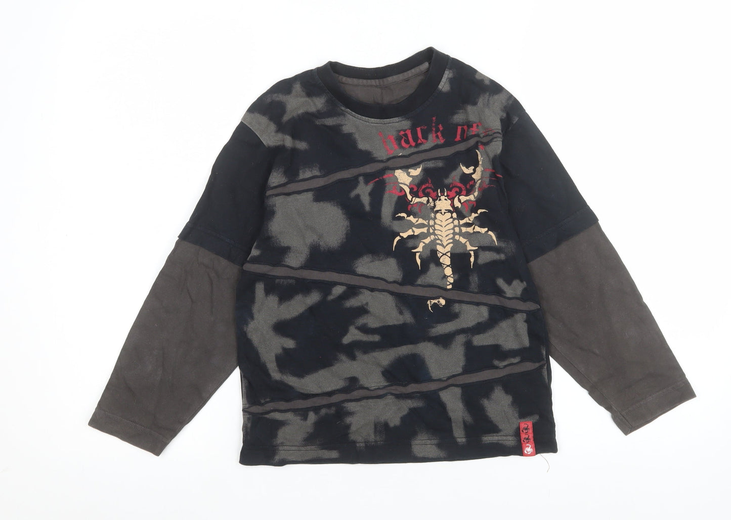 Marks and Spencer Boys Black Long Sleeve Scorpion Graphic T-Shirt 6-7 Years