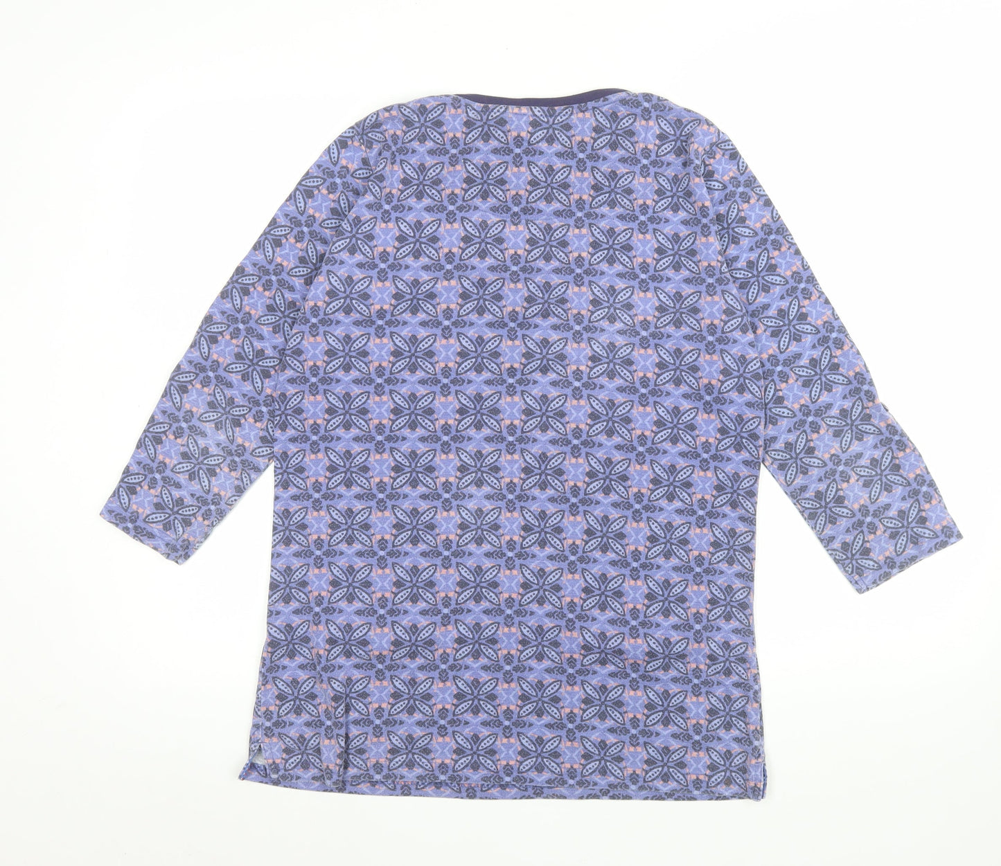 Isle Womens Purple Geometric Tunic Top Size 10 3/4 Sleeve