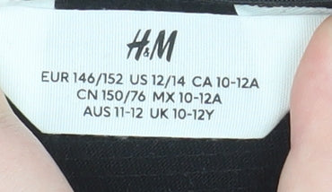 H&M Teens Black Long Sleeve Ruffle Bow Slim Fit T-Shirt L