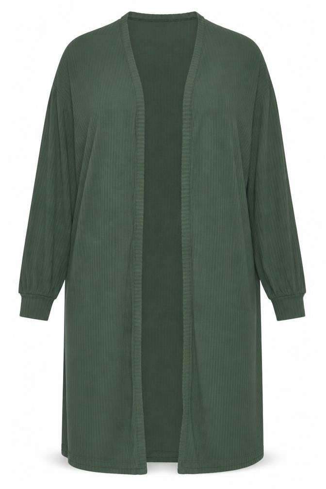 LTS Women’s Green Long Ribbed Knit Tall Coatigan Size 14
