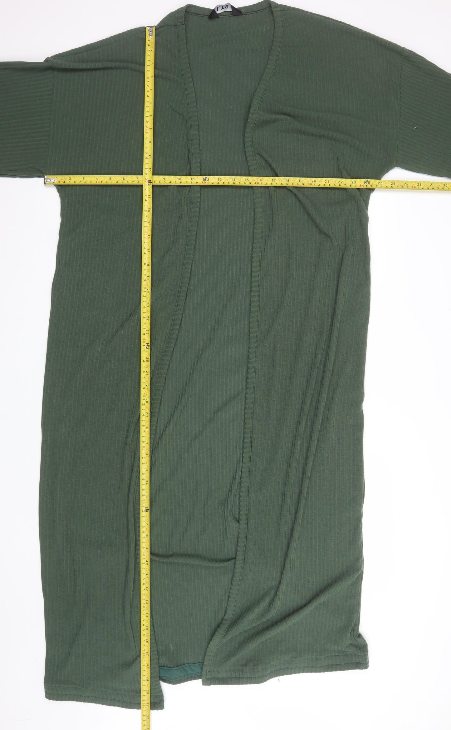 LTS Women’s Green Long Ribbed Knit Tall Coatigan Size 14