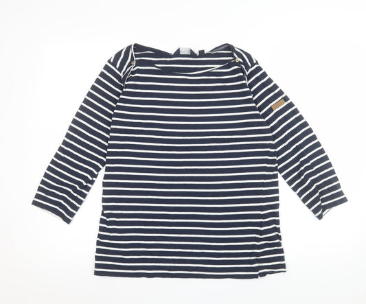 Regatta Women's Blue Striped Cotton 3/4 Sleeve Nautical T-Shirt UK 14
