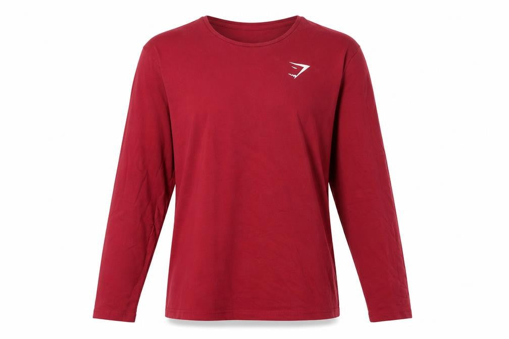 Gymshark Women Red Long Sleeve Slim Fit Cotton T-Shirt L