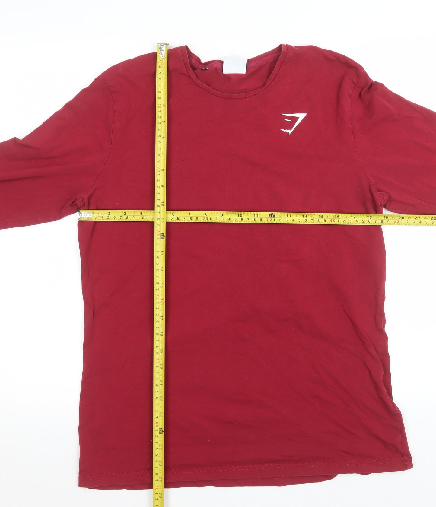 Gymshark Women Red Long Sleeve Slim Fit Cotton T-Shirt L