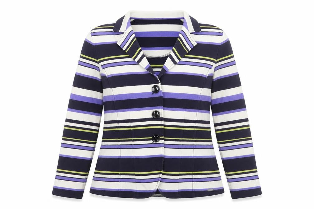 Frank Walder Women’s Multicoloured Striped Cotton Blazer Size 18