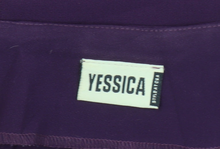 Yessica Womens Purple Polyester Straight Trousers Size 12