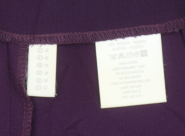 Yessica Womens Purple Polyester Straight Trousers Size 12