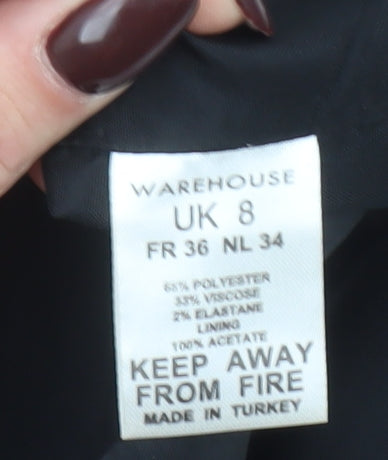 Warehouse Women Black Size 8 Sheath Knee Length Dress