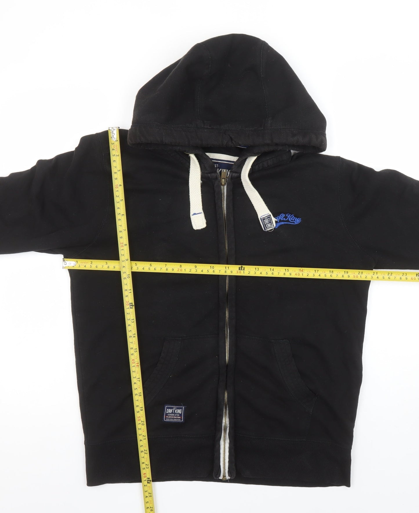 Drift King Men's Black Full Zip Hoodie Size S Classic Style