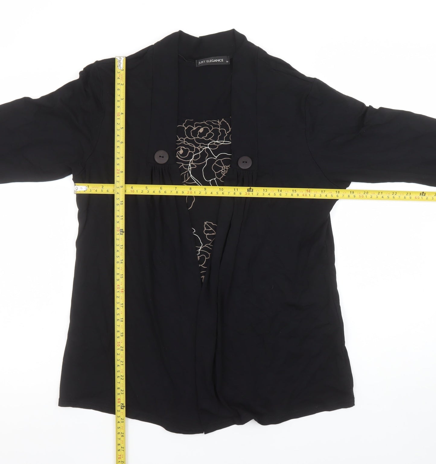 Just Elegance Women’s Black Tunic Blouse Size 14 Viscose Jersey 3/4 Sleeve