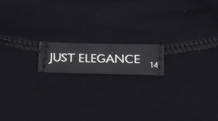 Just Elegance Women’s Black Tunic Blouse Size 14 Viscose Jersey 3/4 Sleeve