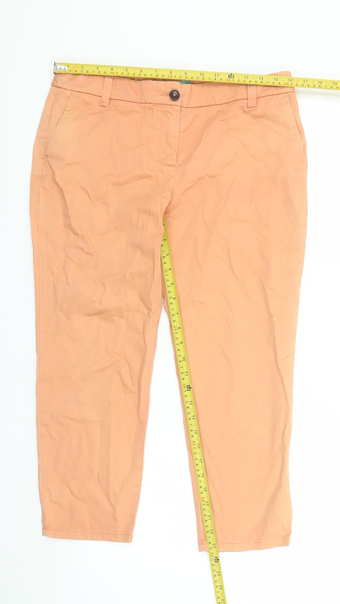 Boden Women's Orange Cropped Cotton Trousers Size 12