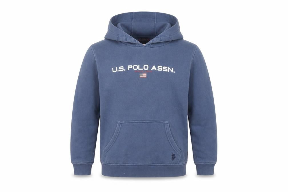 U.S. Polo Assn. Boys Blue Pullover Hoodie 9-10 Years Cotton Blend Sweatshirt