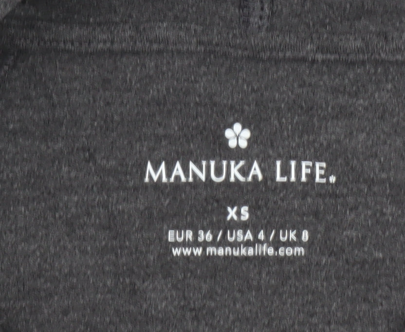 Manuka Life Women’s Grey Pullover Hoodie XS UK 8 Cotton Blend Yoga Top