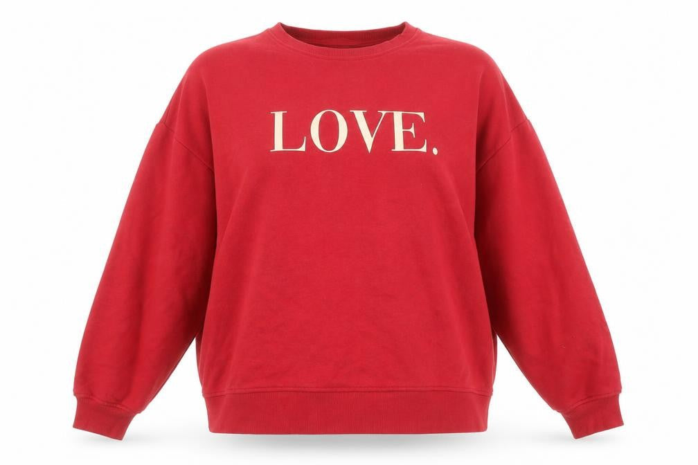 Tu Women Red LOVE. Graphic Pullover Sweatshirt Size M