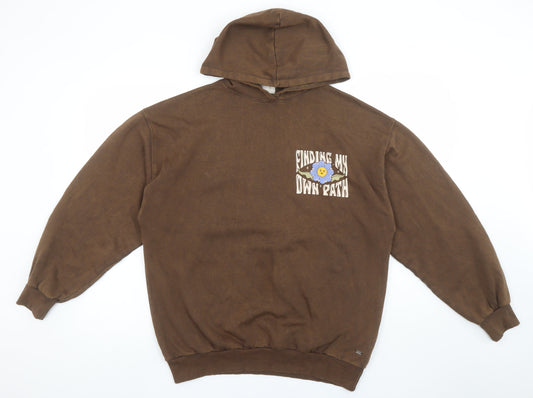 Pull&Bear Teen Brown 'Finding My Own Path' Hoodie Size S