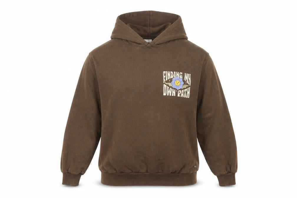 Pull&Bear Teen Brown 'Finding My Own Path' Hoodie Size S