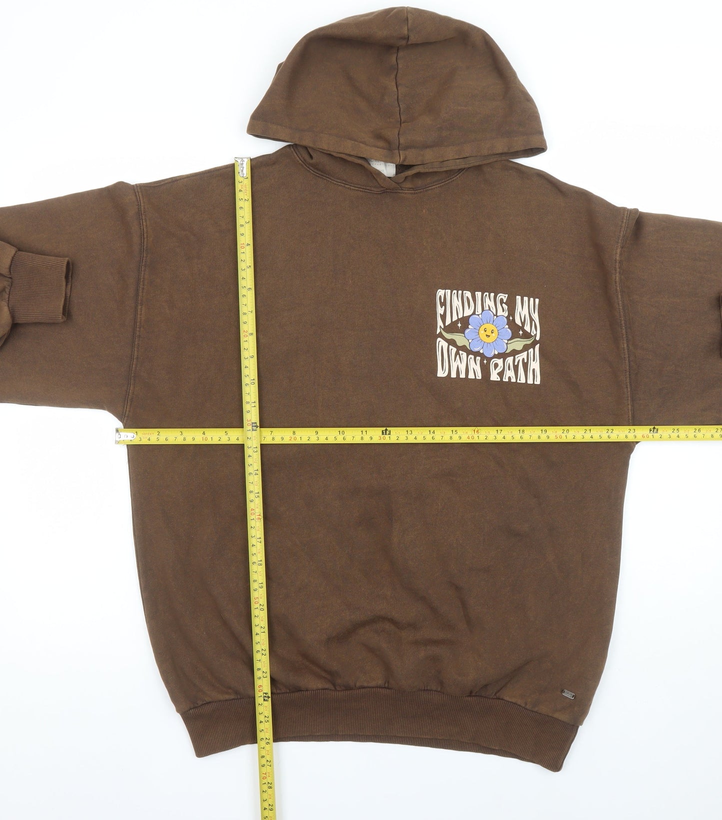 Pull&Bear Teen Brown 'Finding My Own Path' Hoodie Size S