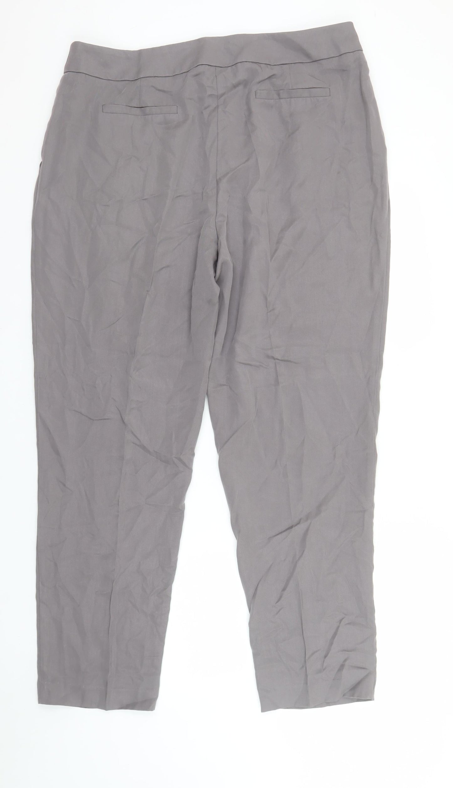 Marks and Spencer Women Grey Tapered Lyocell Trousers UK 16